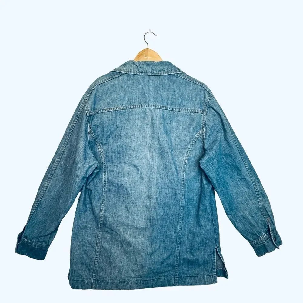 LEE Vintage Snap Front Light Blue Denim Jacket Size Large Regular